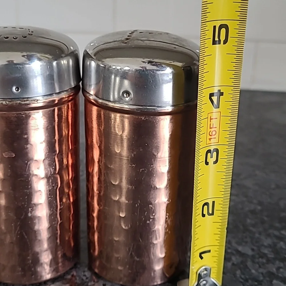 Copper Tone and Tin Topped Salt and Pepper Shakers